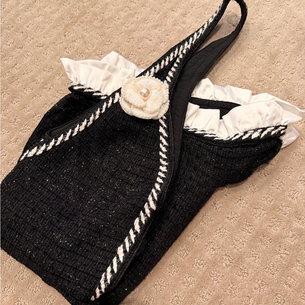 Tweed Black and White Halter Romper - Picture 6 of 6